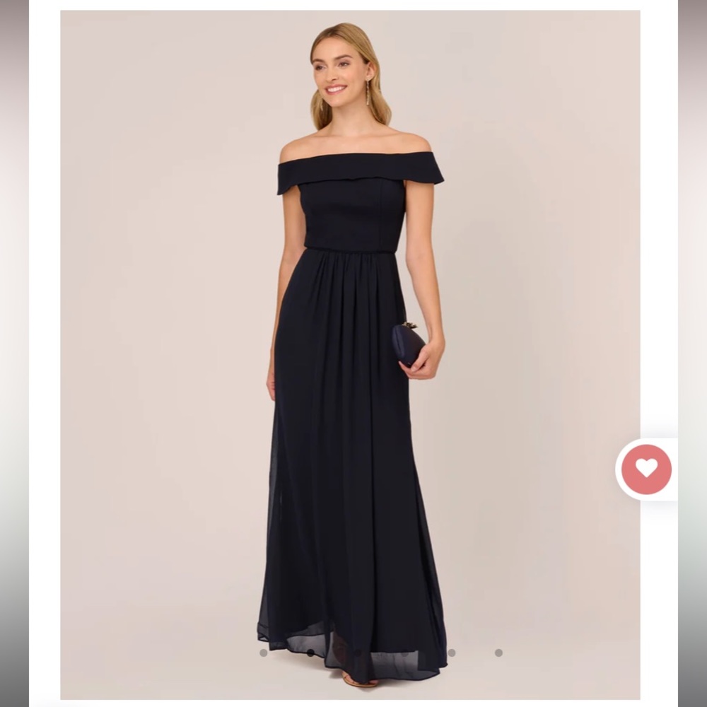 NWT Adrianna Papell Crepe Chiffon Gown | US size 16 | Navy/Midnight Blue